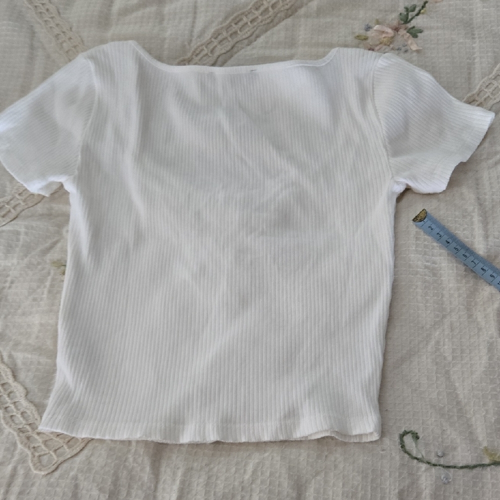 Forever 21 Cream  Front Ribbed Tee - Picture 5 of 7
